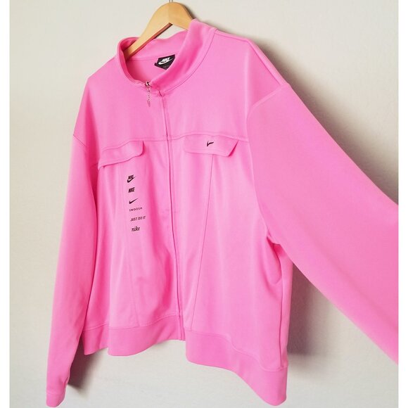 Nike Sportswear Swoosh Women Plus 3X Polyknit Track Jacket Full Zip Pink CZ6753 - Picture 15 of 16